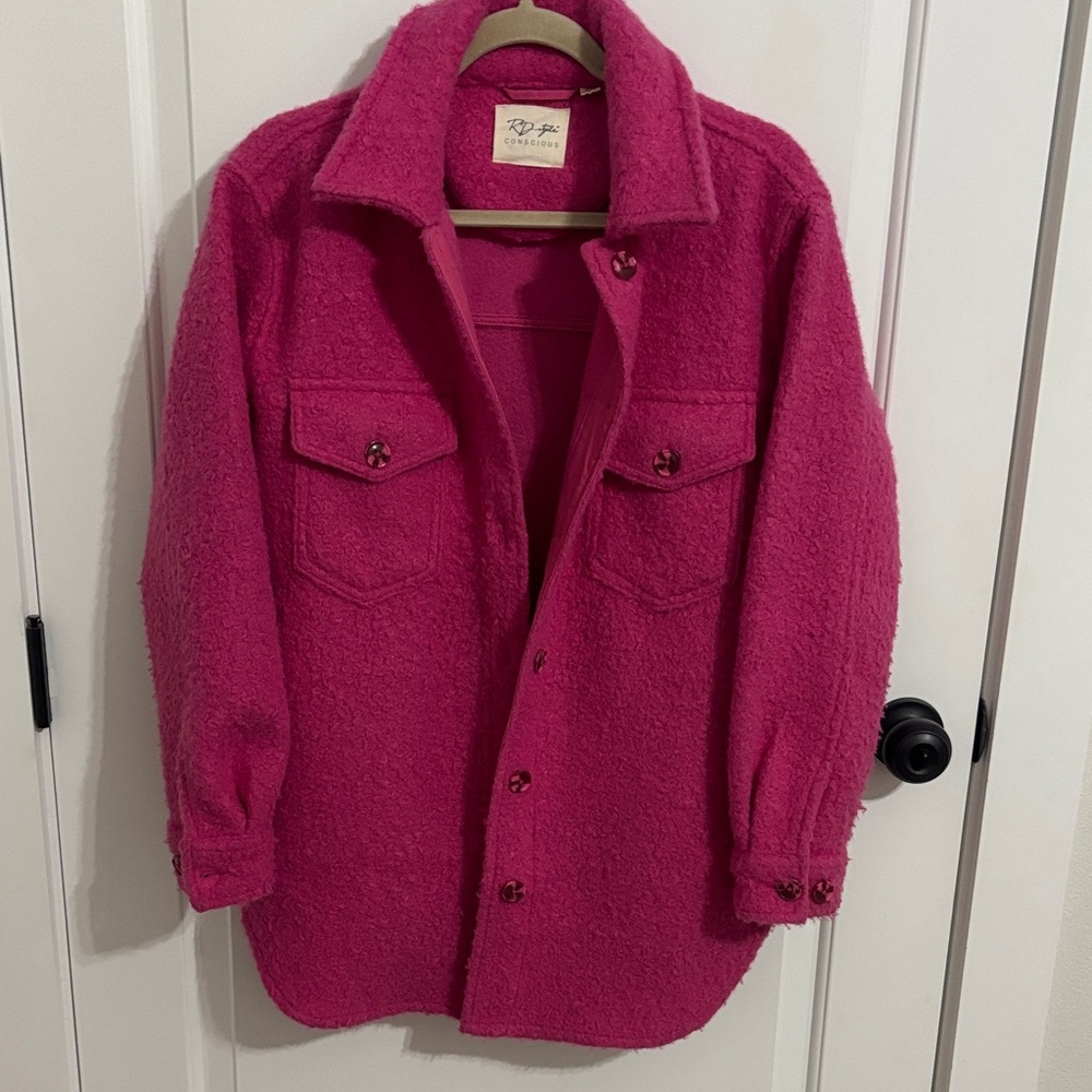 RD STYLE - SIZE XS/S - Hot Pink Sherpa Shacket
